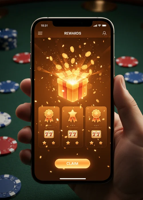 Una gran roca volcánica con monedas de oro y giros gratis que simboliza los bonos de Volcan Casino.